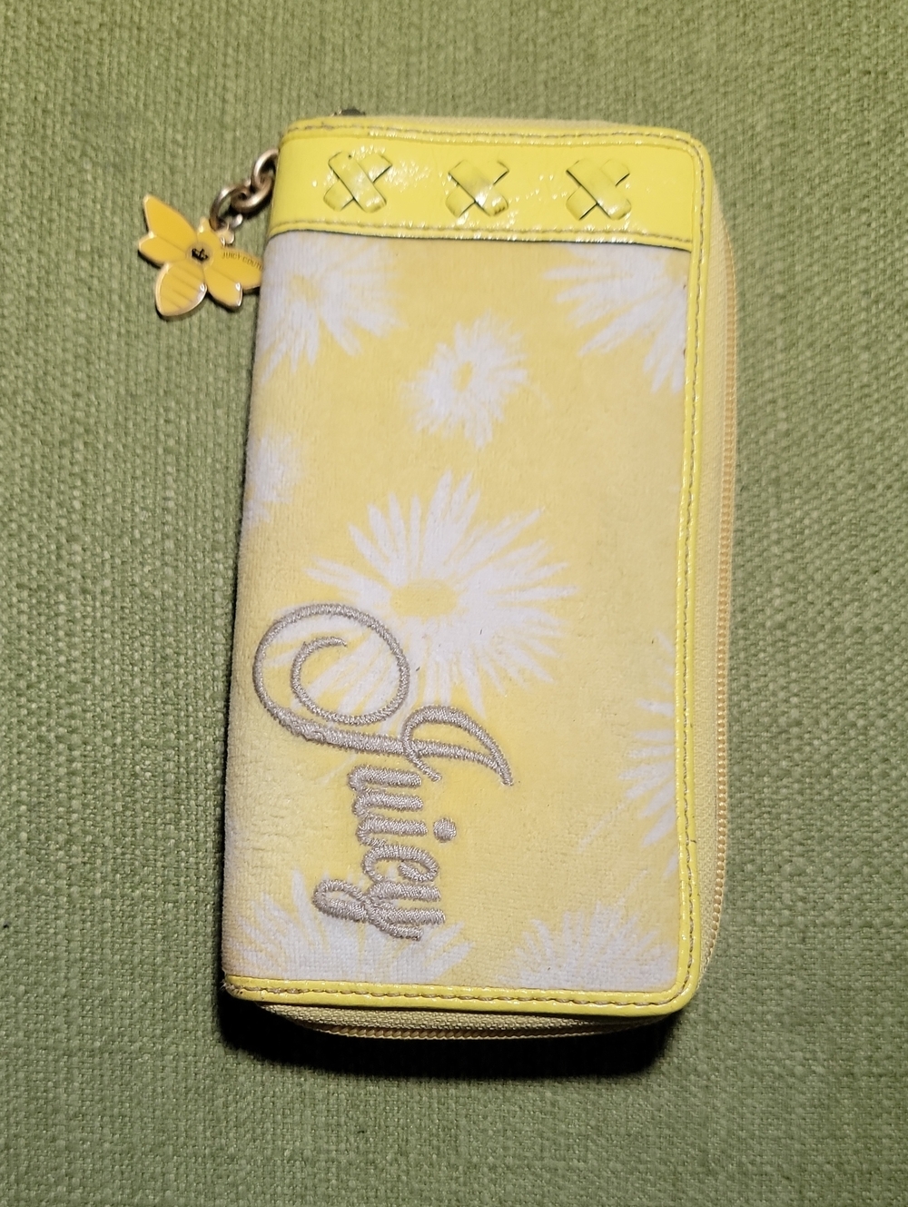Juicy Couture Yellow Floral Zip Wallet with Charm